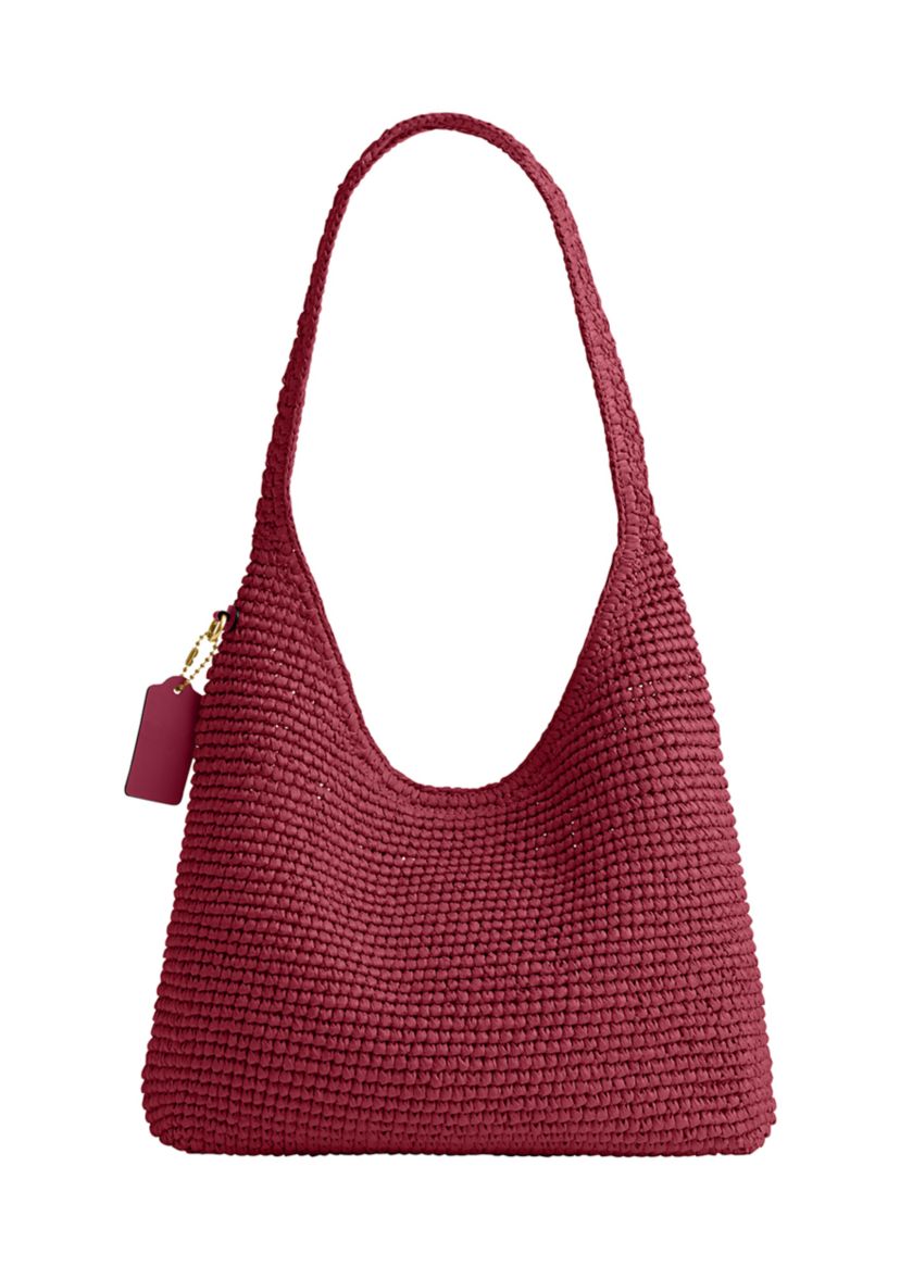 COACH Refined Weave Straw Brooklyn Shoulder Bag | Belk