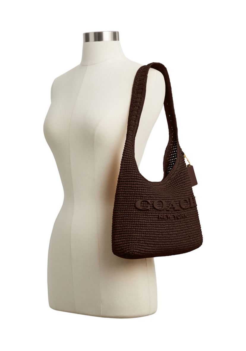 COACH Refined Weave Straw Brooklyn Shoulder Bag | Belk