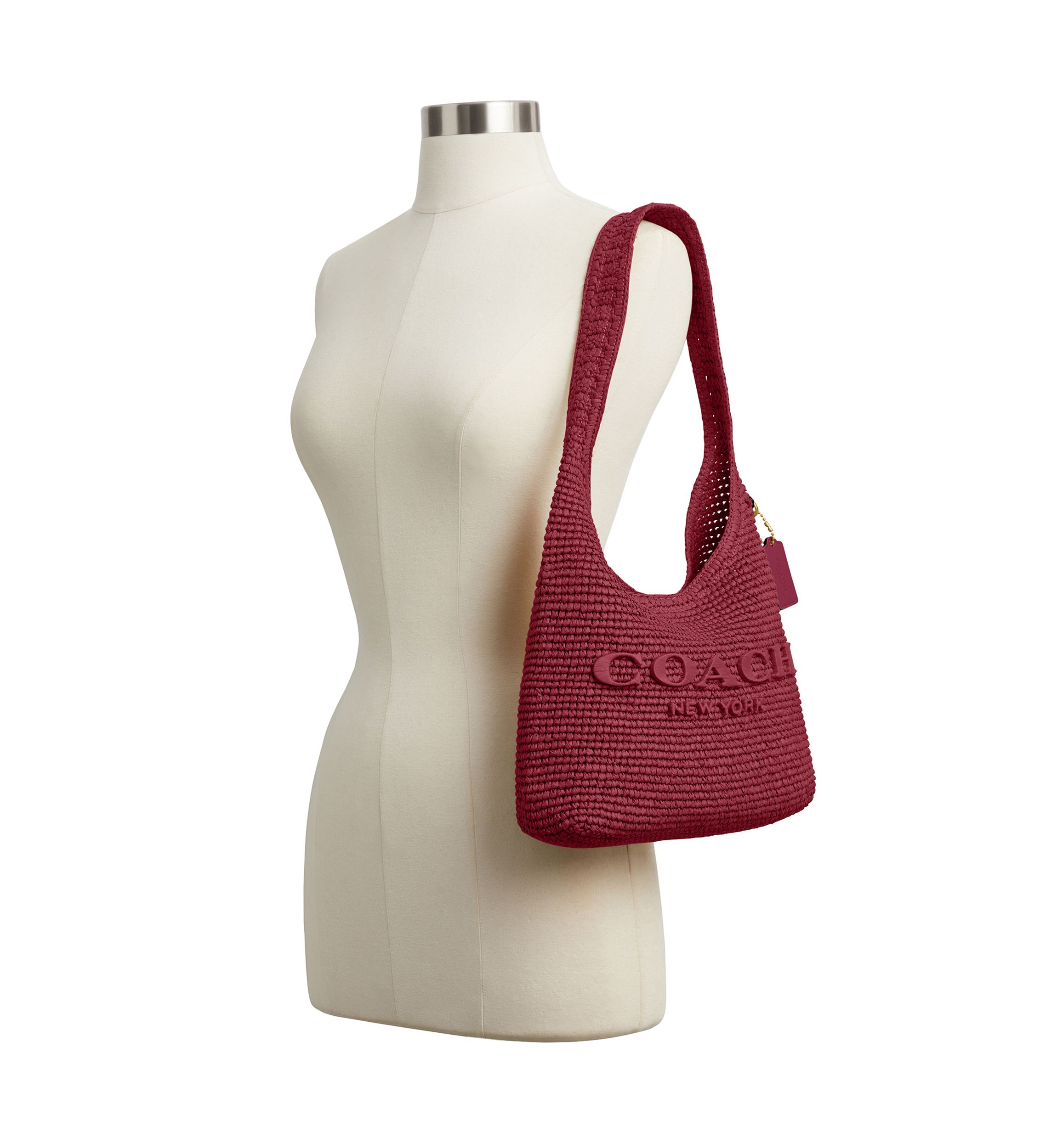 COACH Refined Weave Straw Brooklyn Shoulder Bag | Belk