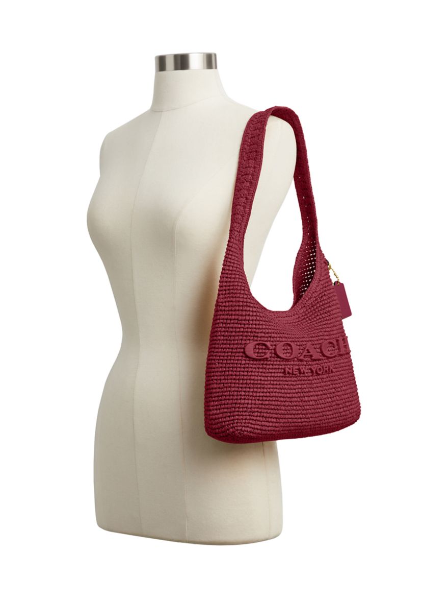 COACH Refined Weave Straw Brooklyn Shoulder Bag | Belk