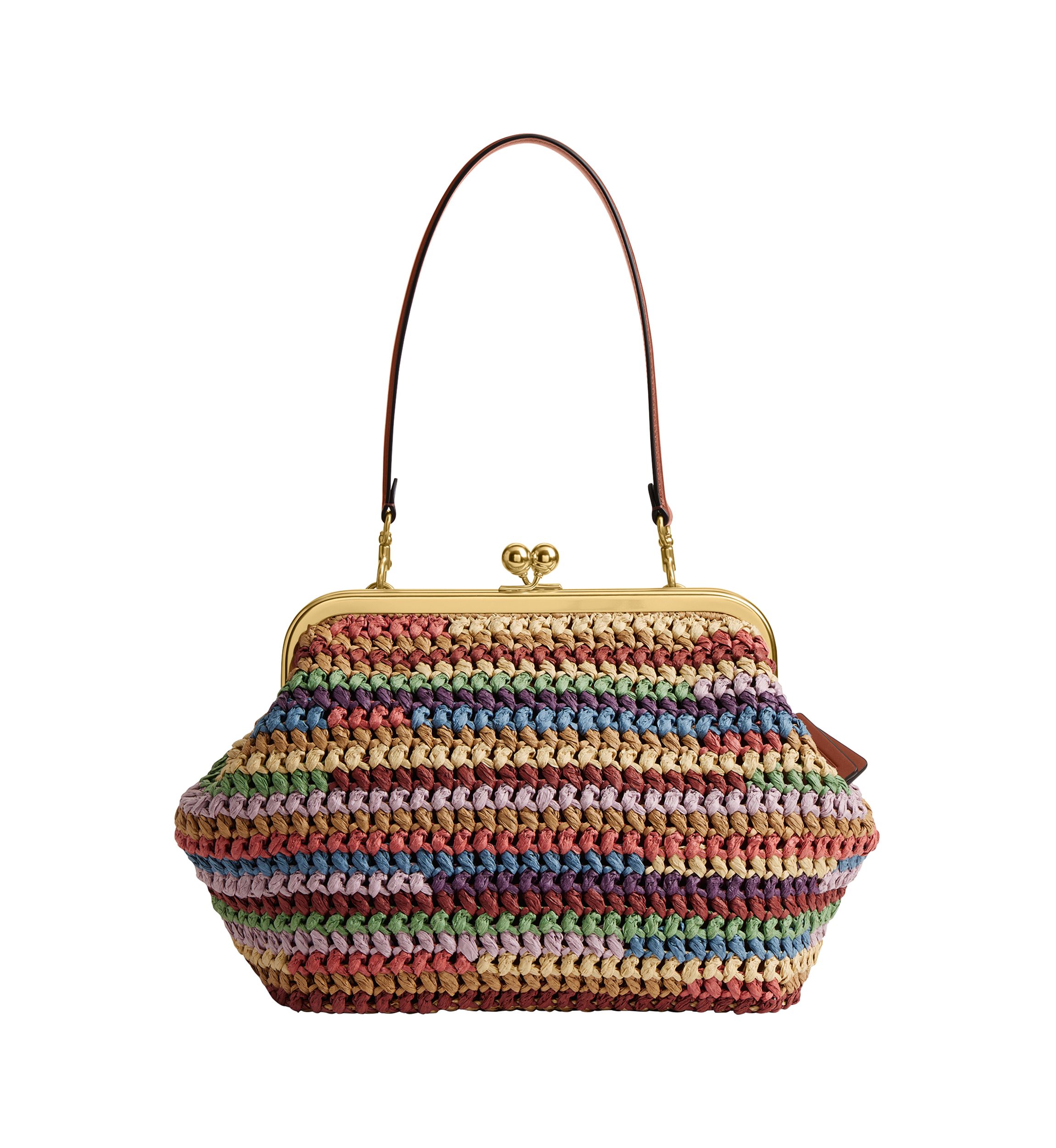 COACH Large Weave Straw Kisslock Frame Bag | Belk