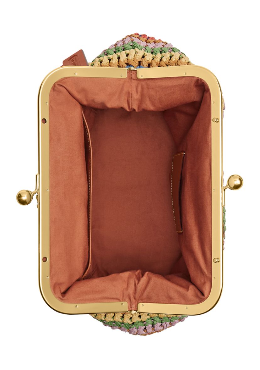 COACH Large Weave Straw Kisslock Frame Bag | Belk