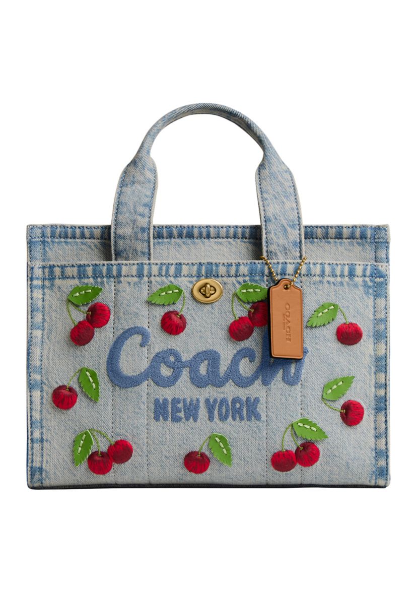 COACH Cherry Embroidered Denim Cargo Tote Bag | Belk
