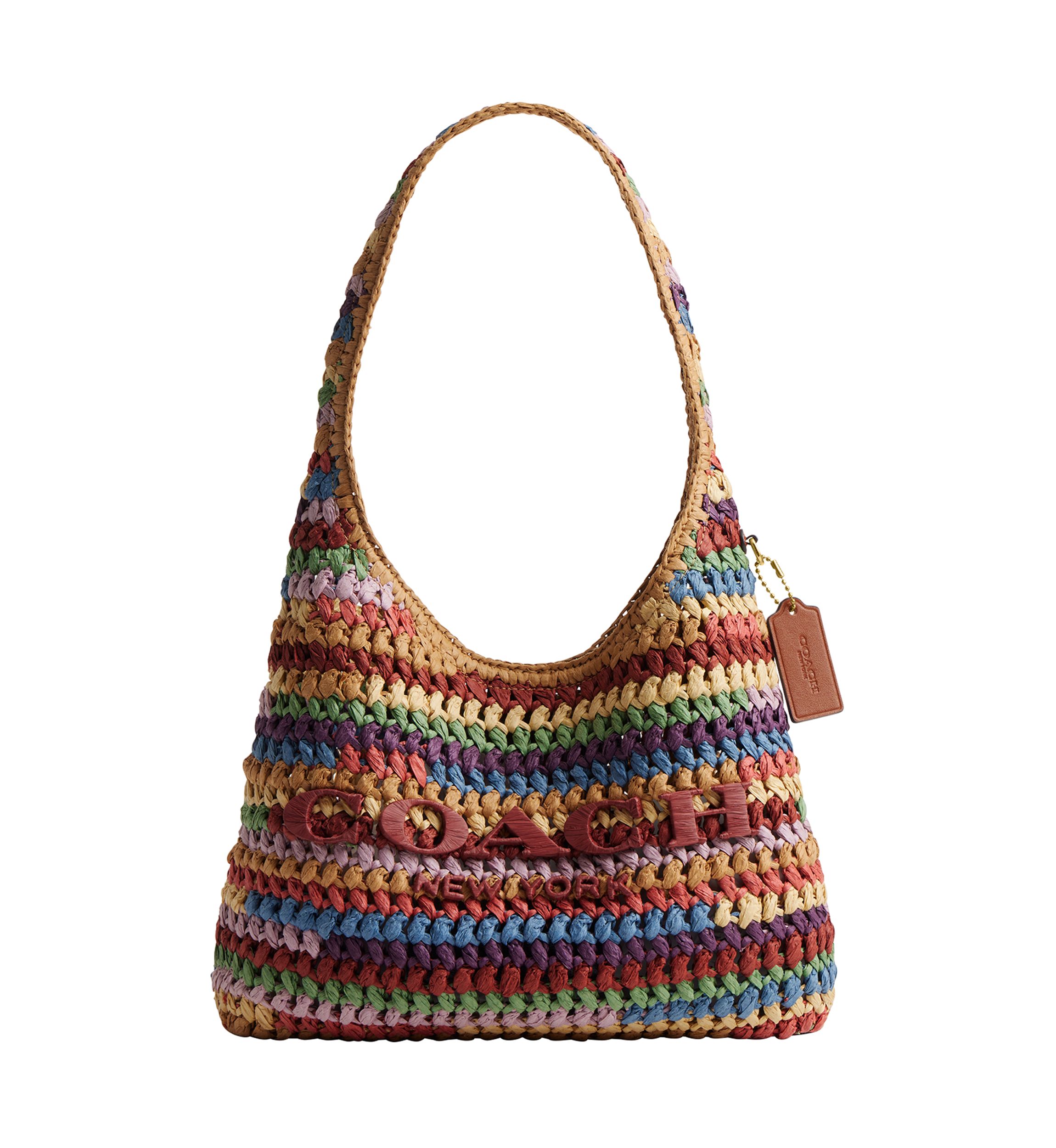 COACH Large Weave Straw Brooklyn Shoulder Bag | Belk