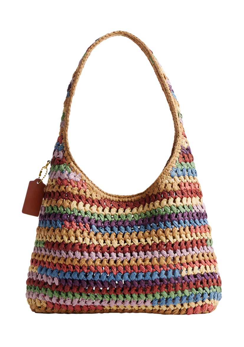 COACH Large Weave Straw Brooklyn Shoulder Bag | Belk