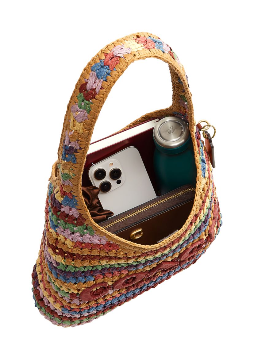COACH Large Weave Straw Brooklyn Shoulder Bag | Belk