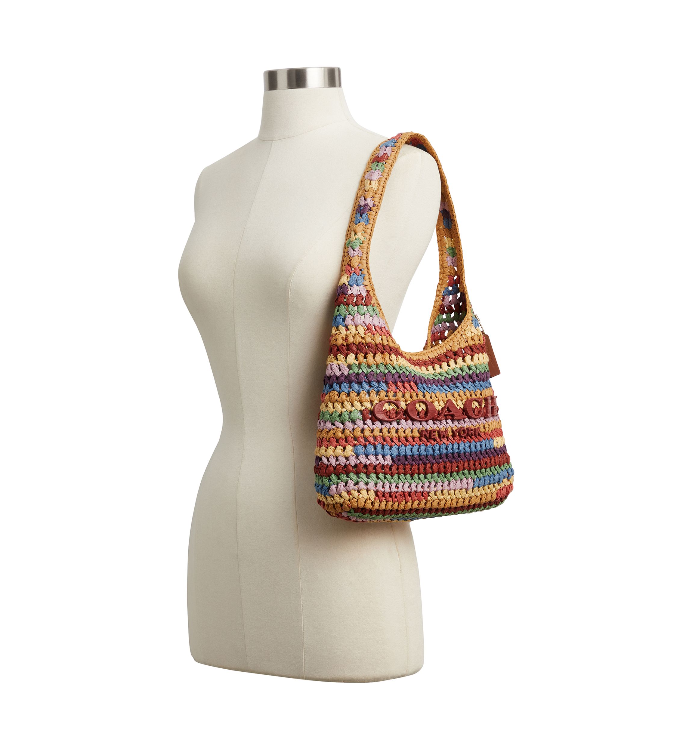 COACH Large Weave Straw Brooklyn Shoulder Bag | Belk