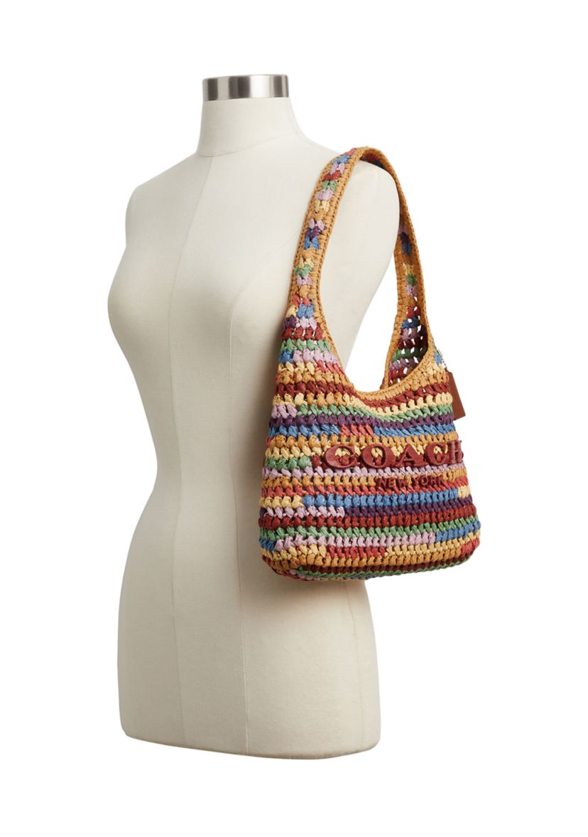 COACH Large Weave Straw Brooklyn Shoulder Bag | Belk