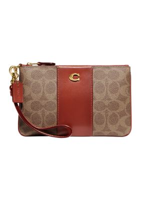 Coach Vintage Signature Canvas & Leather Tan Brown Wristlets