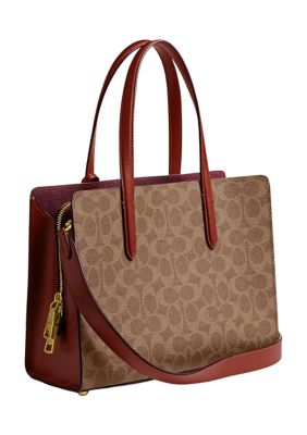 Coach Mini City Zip Top Tote Bag in Brown Signature Coated Canvas