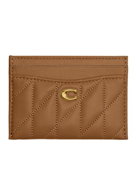 COACH Women's Essential Quilted Pillow Leather Card Case, Brown