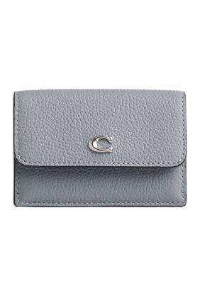 COACH Women's Essential Polished Pebble Mini Leather Tri Fold Wallet, Blue -  0196395086269