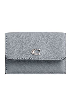 Coach Women's Essential Polished Pebble Mini Leather Tri Fold Wallet, Blue -  0196395086269