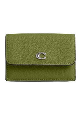 COACH Women's Essential Polished Pebble Mini Leather Tri Fold Wallet, Lime -  0196395407323