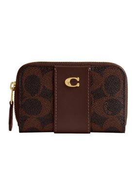 COACH Women's Essential Small Zip Around Card Case in Signature Canvas