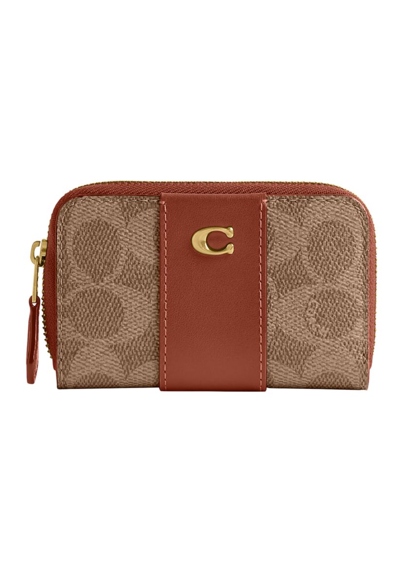 COACH Essential Small Zip Around Card Case in Signature Canvas | Belk