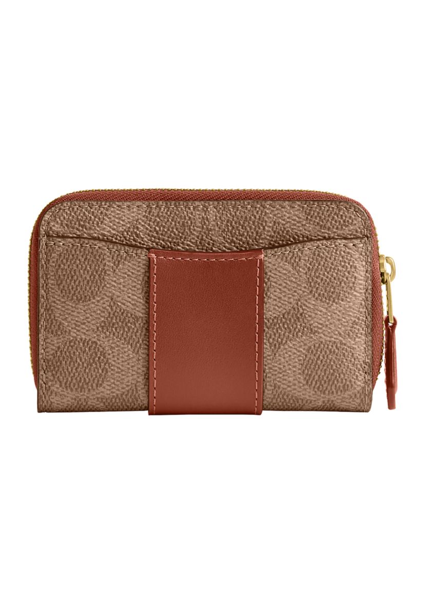 COACH Essential Small Zip Around Card Case in Signature Canvas | Belk