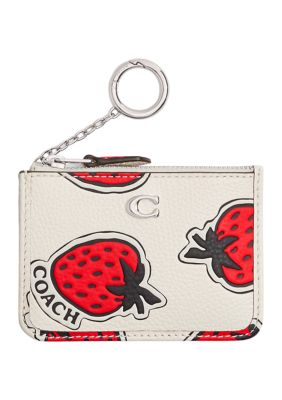 COACH Women's Mini Skinny ID Case With Strawberry Print -  0196395370450