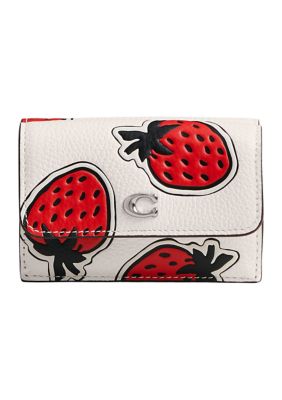 COACH Women's Essential Mini Trifold Wallet with Strawberry Print -  0196395370498