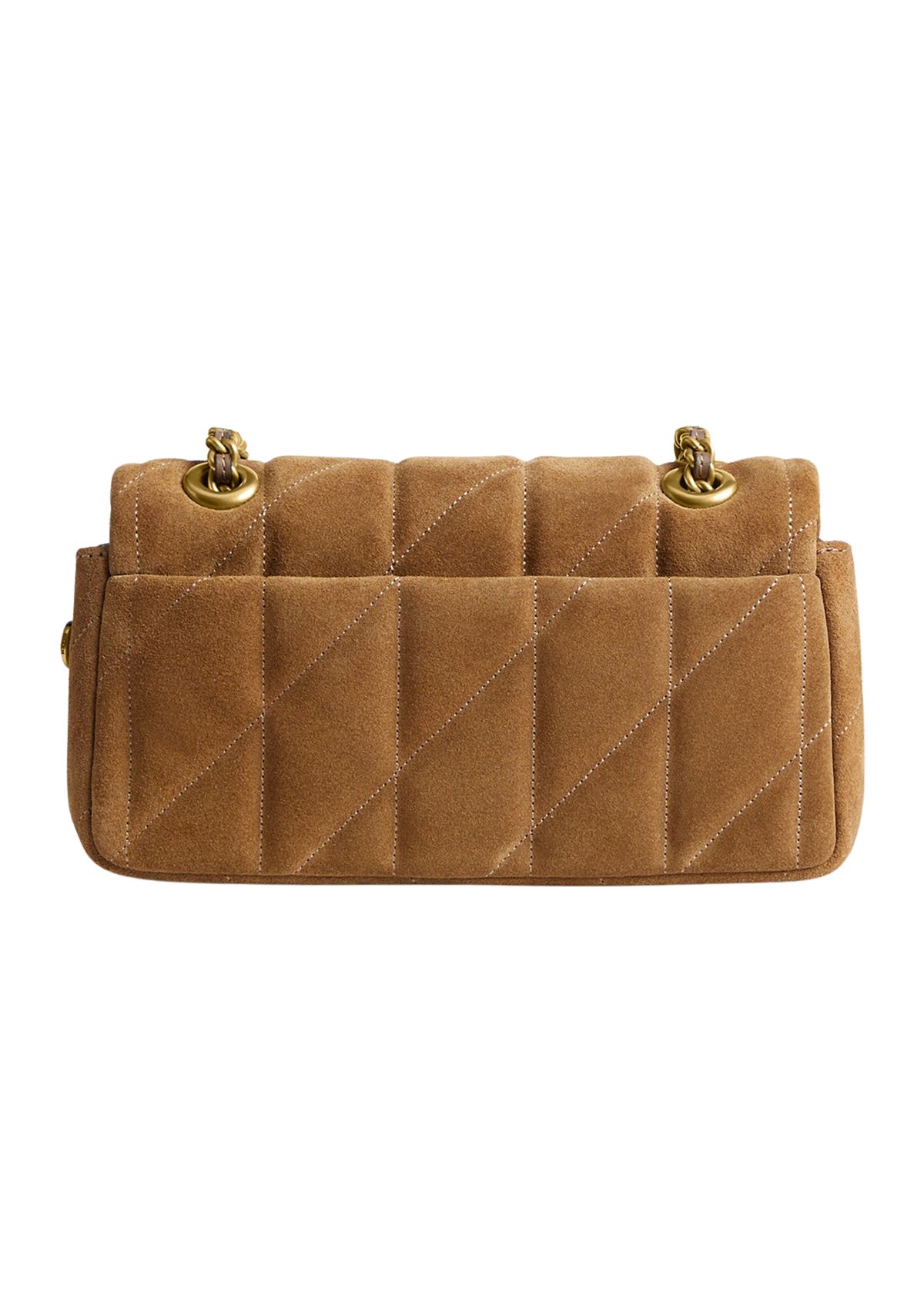 Quilted Suede Tabby Shoulder Bag with 20" Chain 