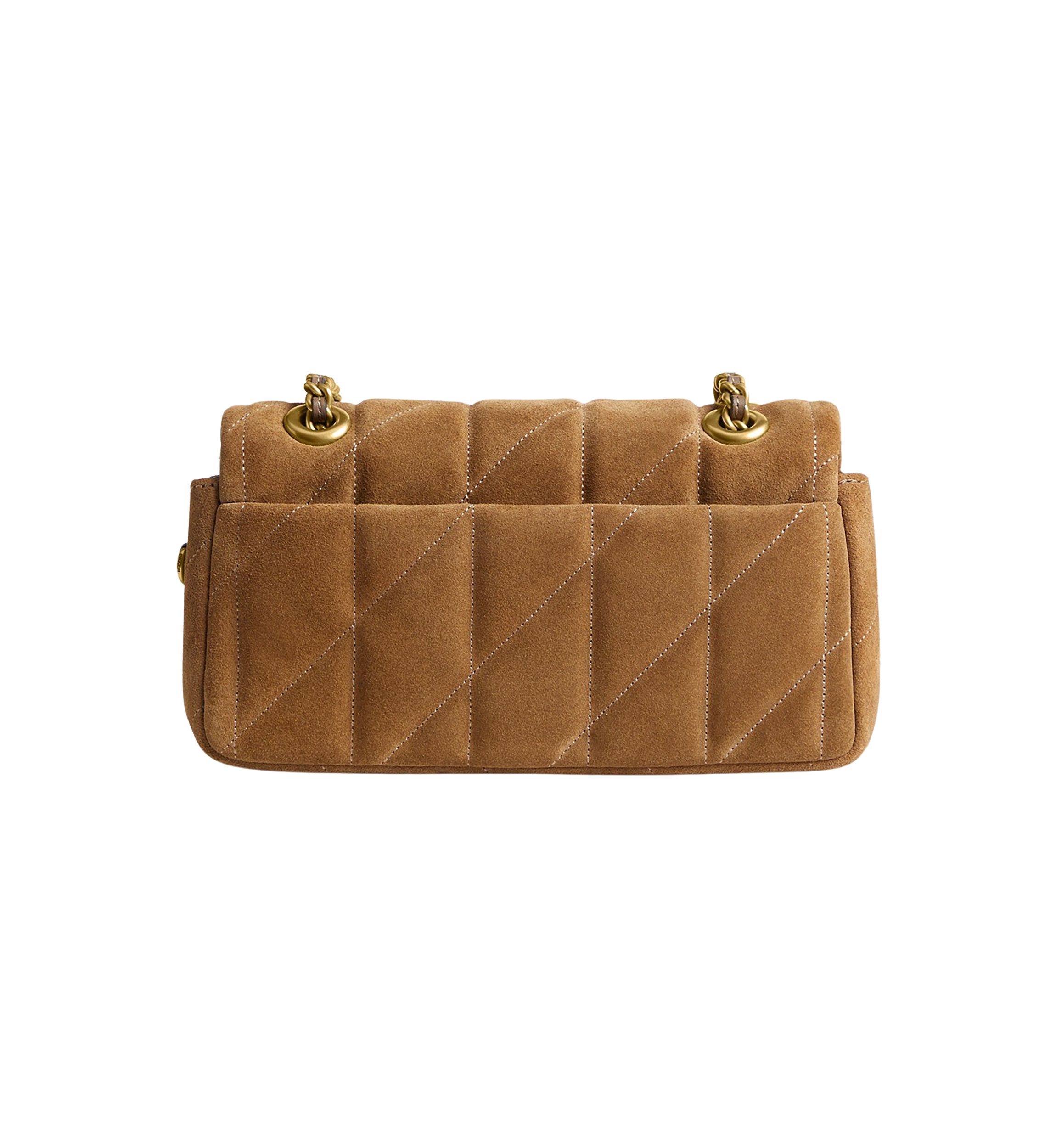 Quilted Suede Tabby Shoulder Bag with 20" Chain 