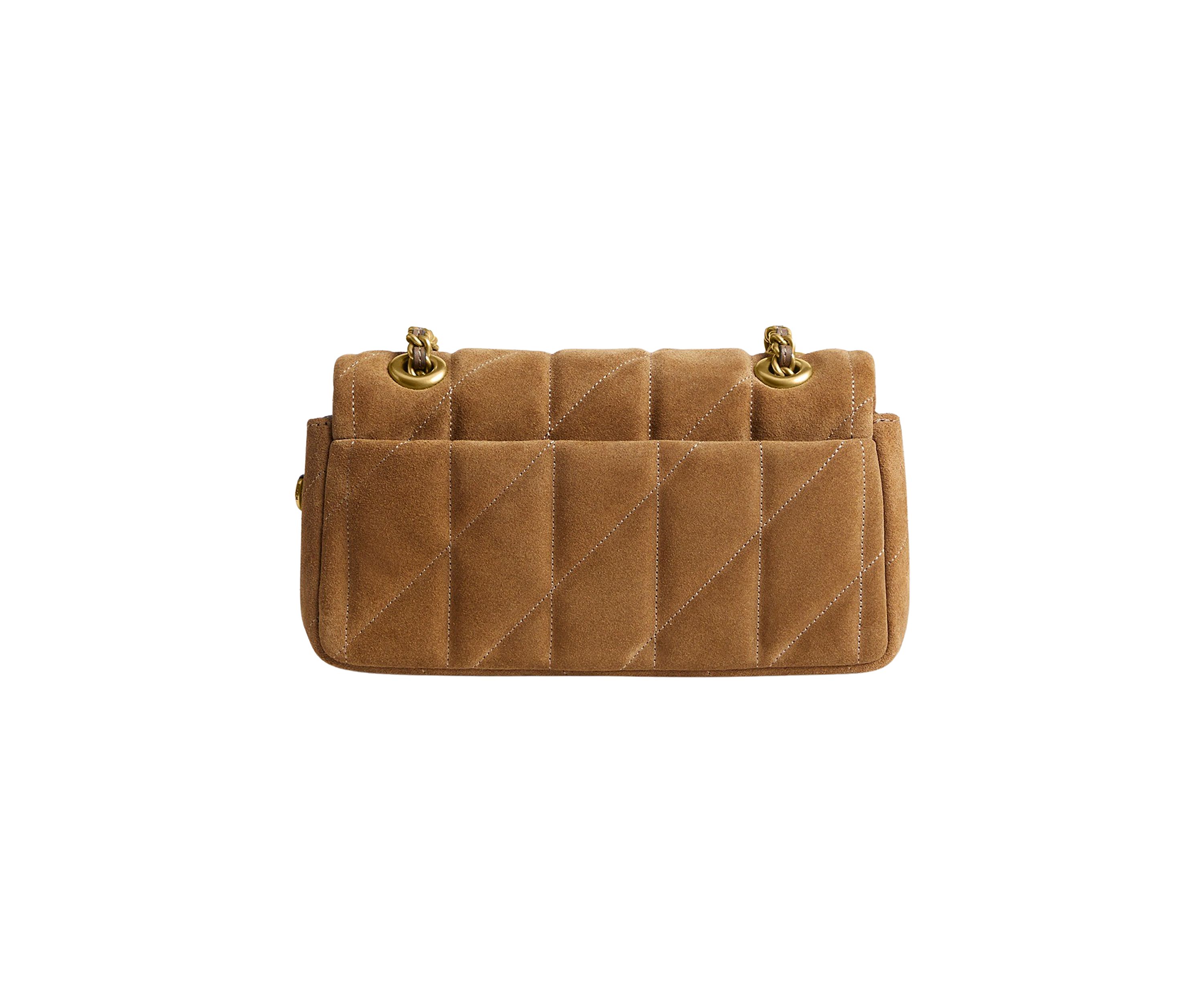 Quilted Suede Tabby Shoulder Bag with 20" Chain 