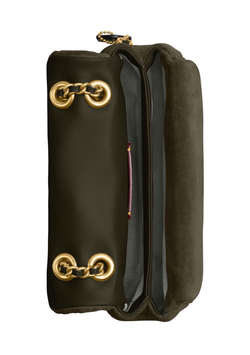 Quilted Suede Tabby Shoulder Bag with 20" Chain 