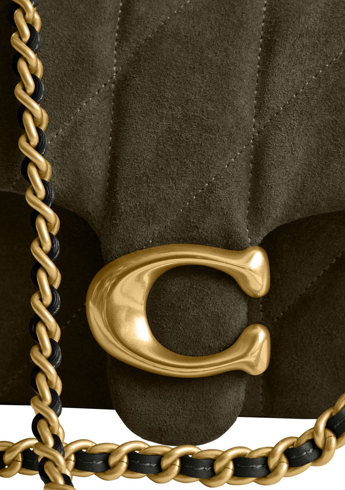 Quilted Suede Tabby Shoulder Bag with 20" Chain 