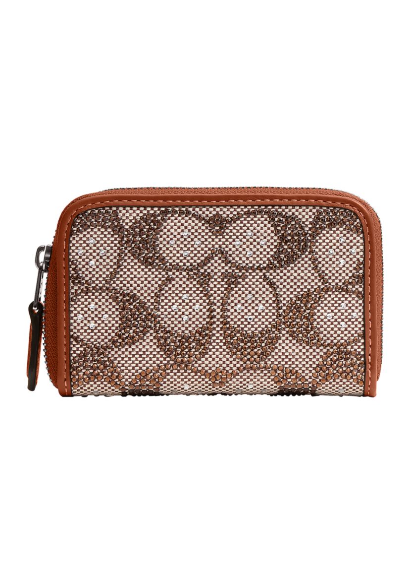 Essential Small Zip Around Card Case in Crystal Signature Jacquard
