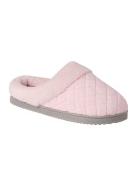Dearfoams Women's Libby Quilted Terry Clogs, Pink, Large