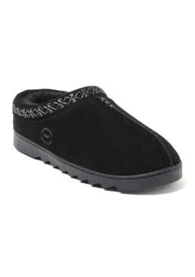 Dearfoams Women's Doreen Genuine Suede Clogs, Black, Small