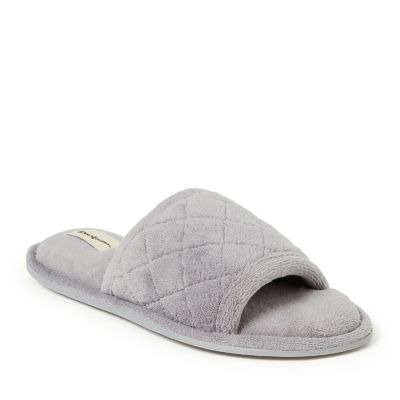 Dearfoams Women's Beatrice MFT Quilted Slide, Grey, Large