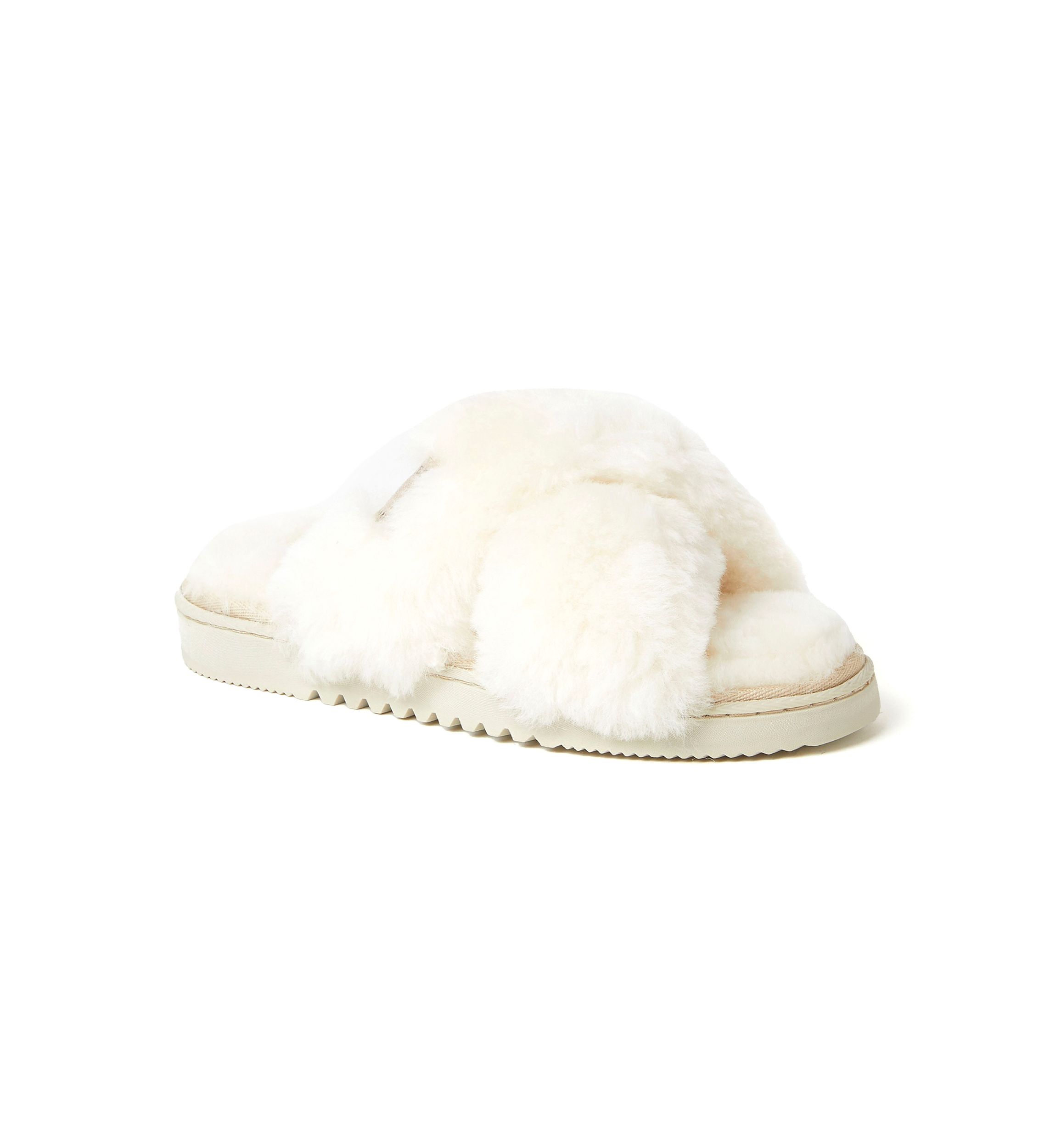 Womens Newcastle Genuine Shearling Cross Band Slide