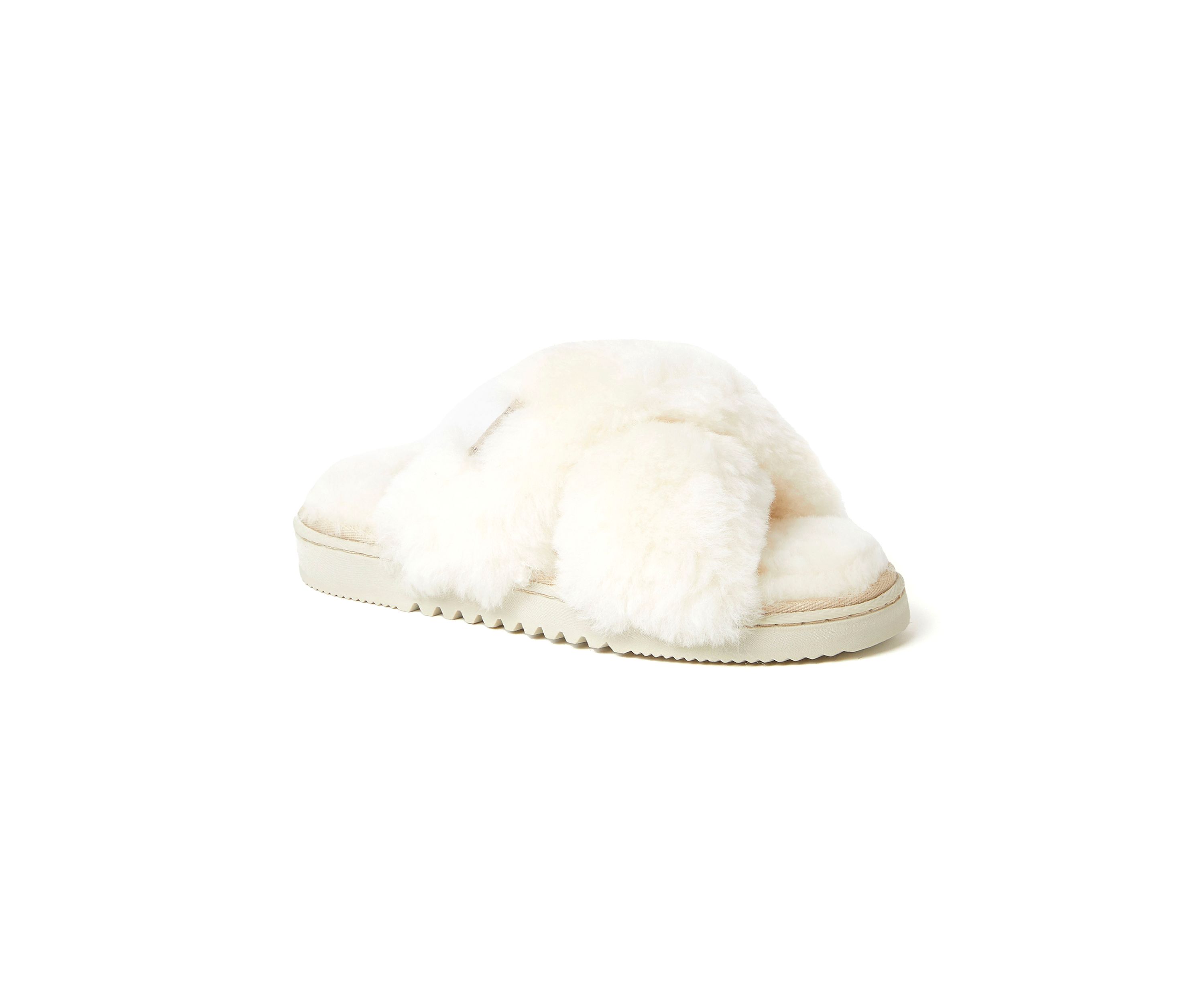 Womens Newcastle Genuine Shearling Cross Band Slide