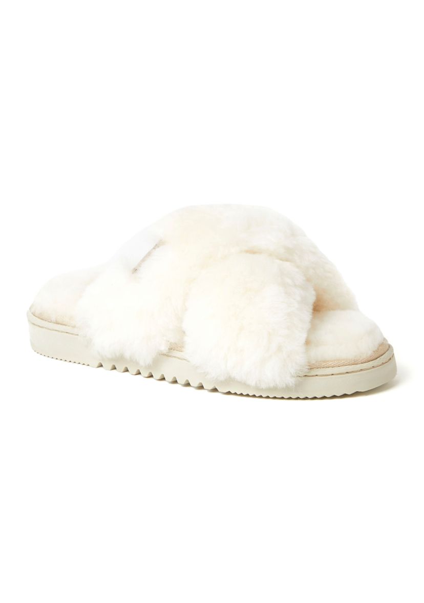 Womens Newcastle Genuine Shearling Cross Band Slide