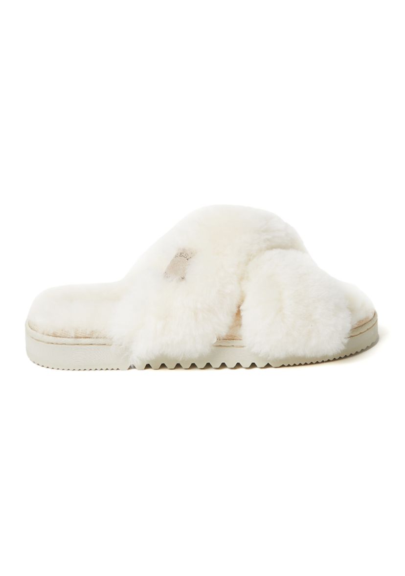 Womens Newcastle Genuine Shearling Cross Band Slide