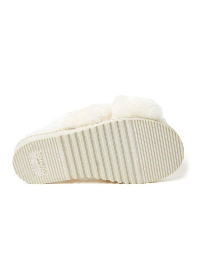 Womens Newcastle Genuine Shearling Cross Band Slide
