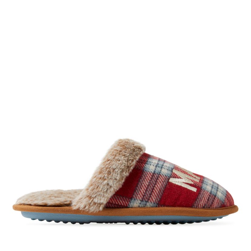 Womens Mama Bear Red Plaid Scuff