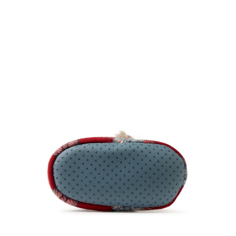 Kids Baby Bear Red Plaid Scuff