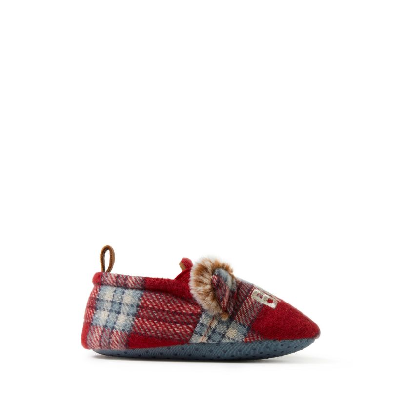 Kids Baby Bear Red Plaid Scuff