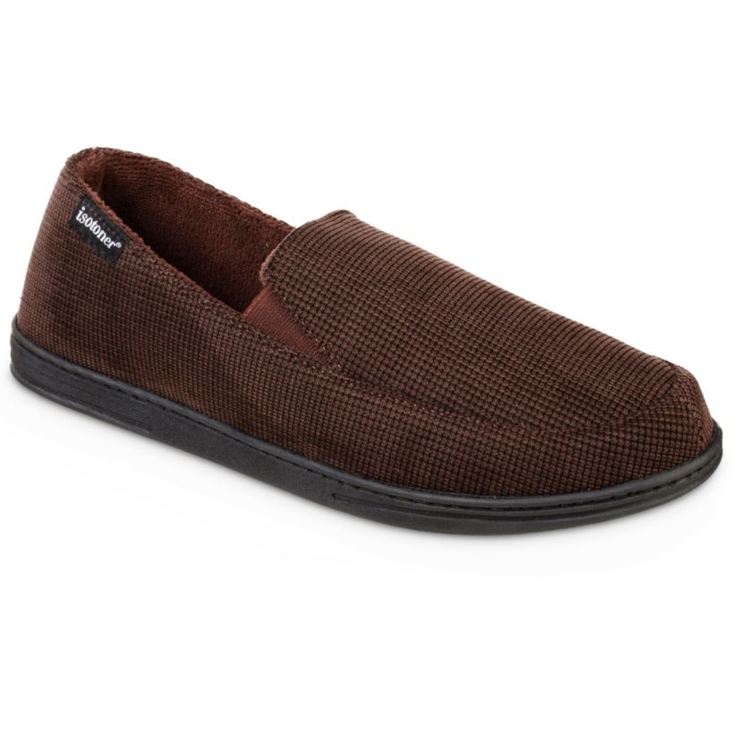 isotoner Mens Memory Foam Mini Box Cord Luke Moccasin Slippers