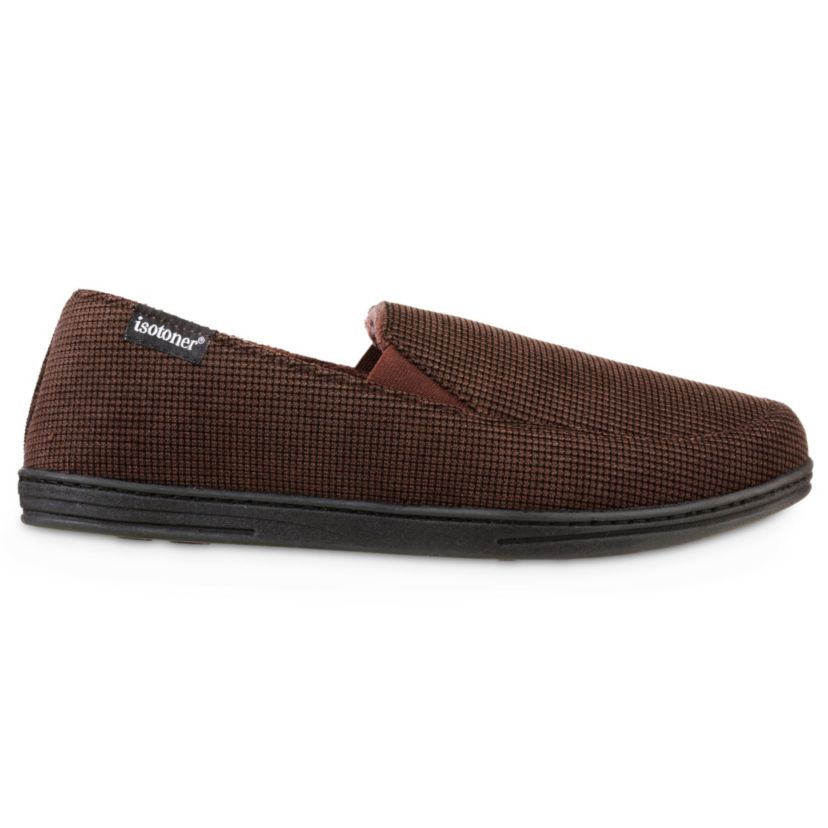 isotoner Mens Memory Foam Mini Box Cord Luke Moccasin Slippers