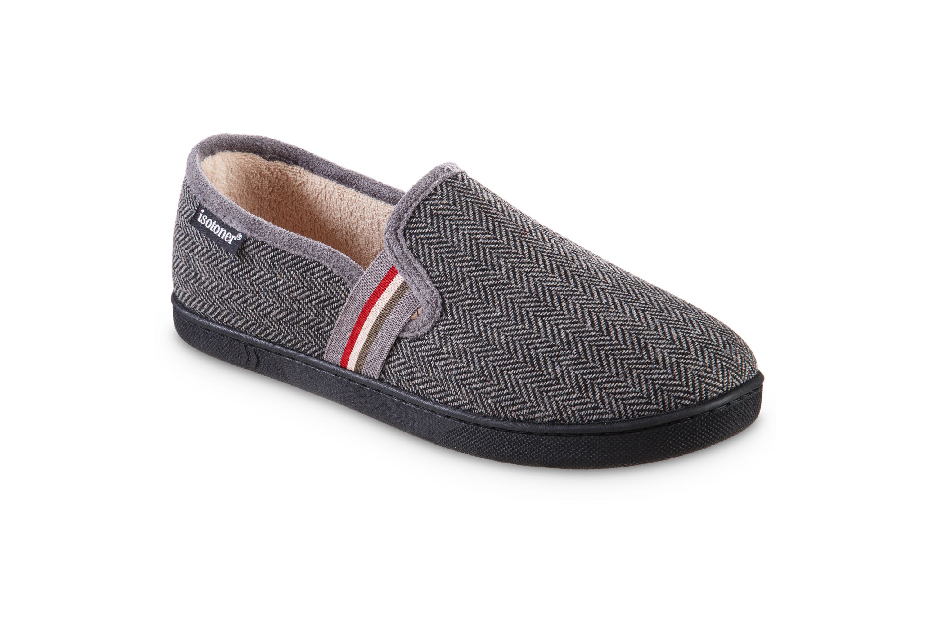 isotoner Mens Memory Foam Herringbone Maverick Closed Back Slipper