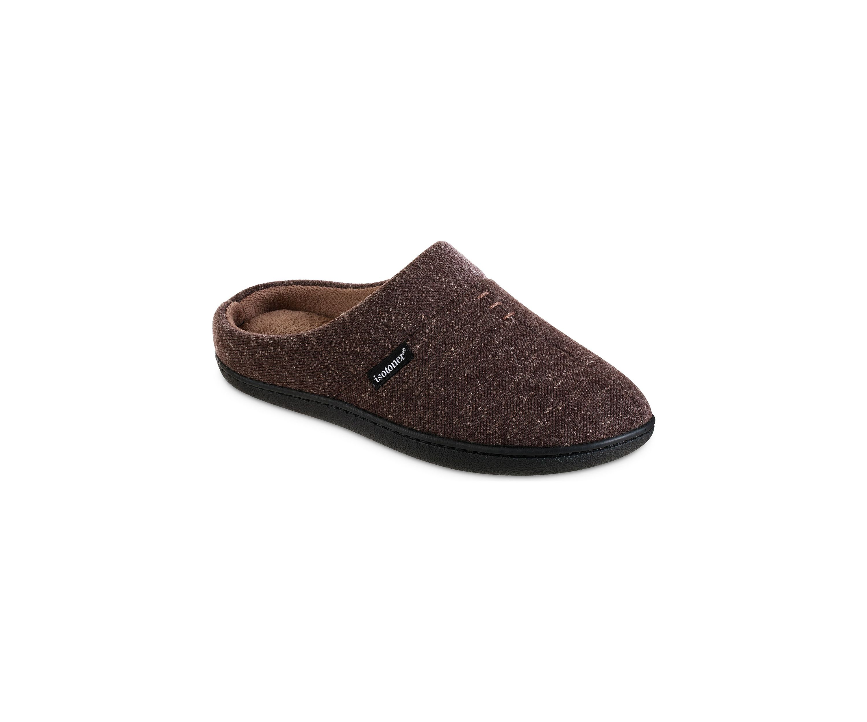 isotoner Mens Preston Heather Knit hoodback Slippers