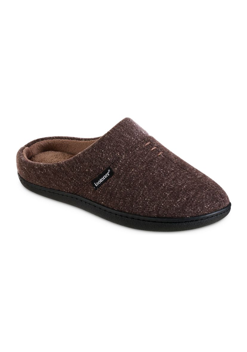 isotoner Mens Preston Heather Knit hoodback Slippers