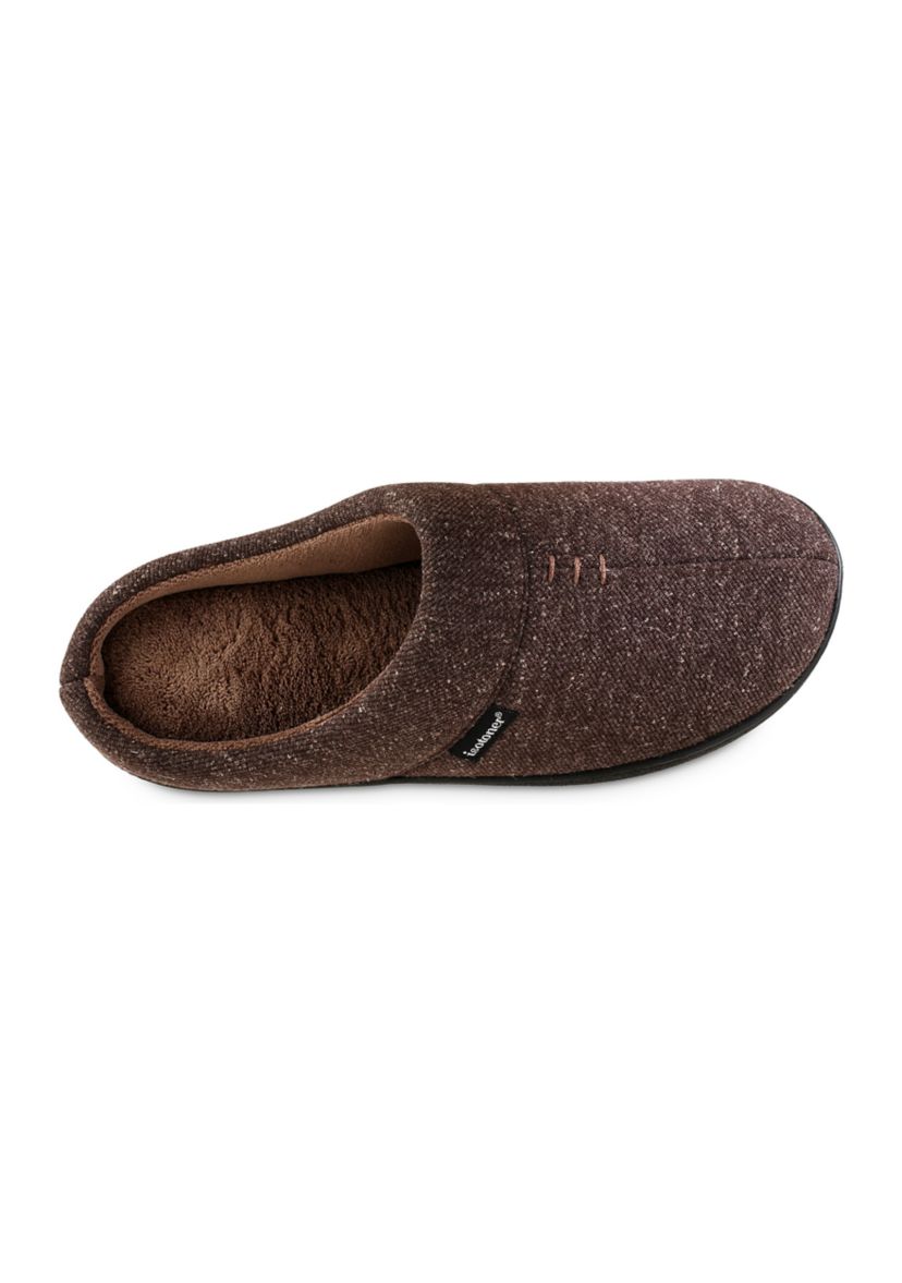 isotoner Mens Preston Heather Knit hoodback Slippers