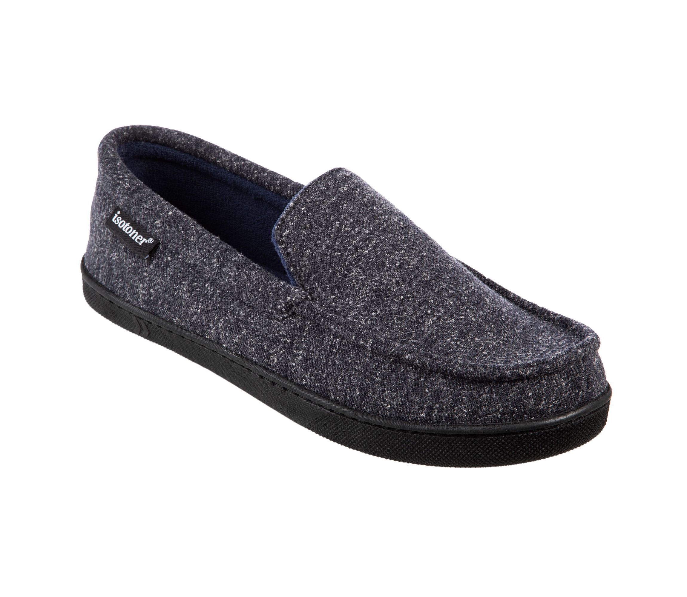isotoner Mens Preston Heather Knit Moccasin Slippers