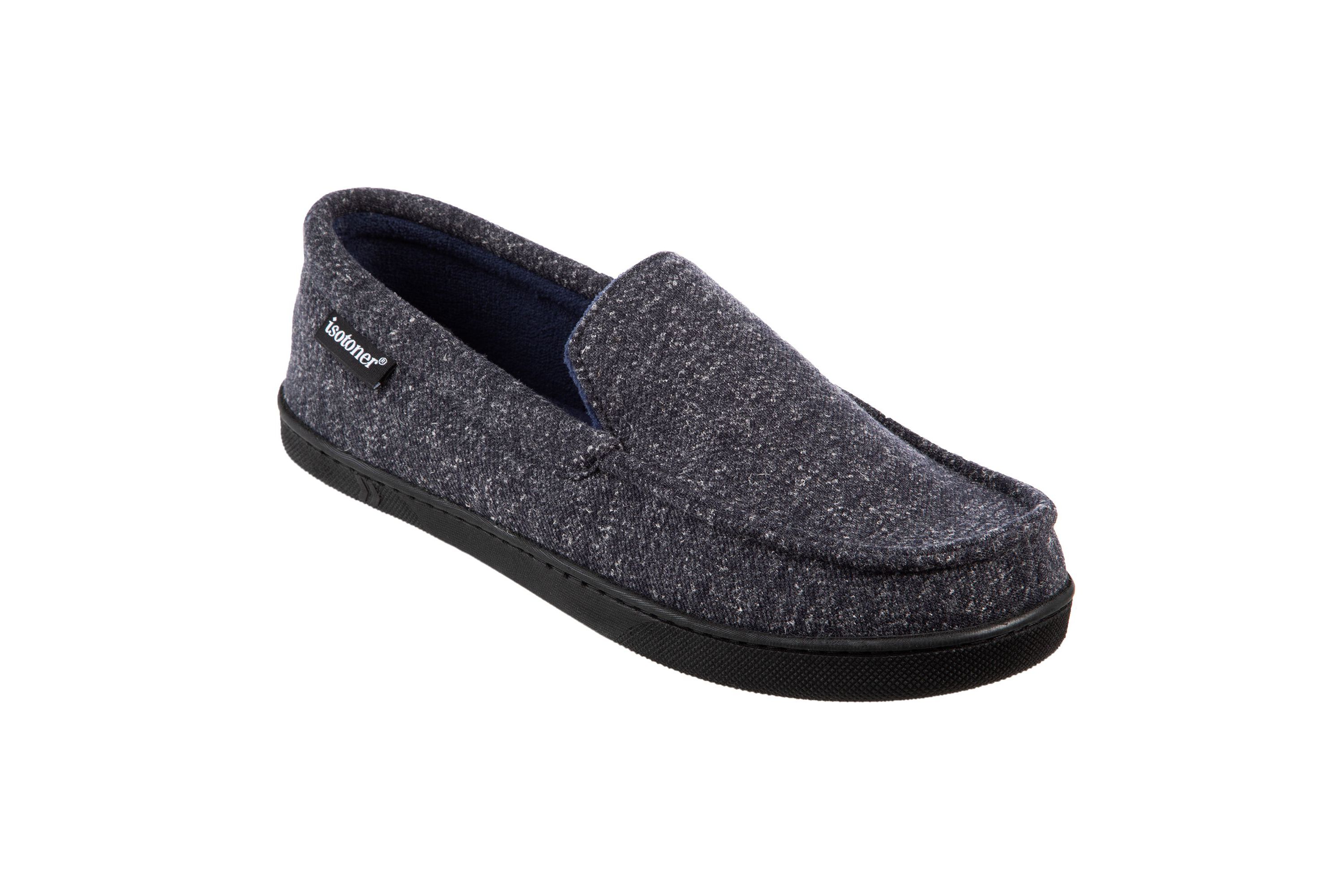 isotoner Mens Preston Heather Knit Moccasin Slippers