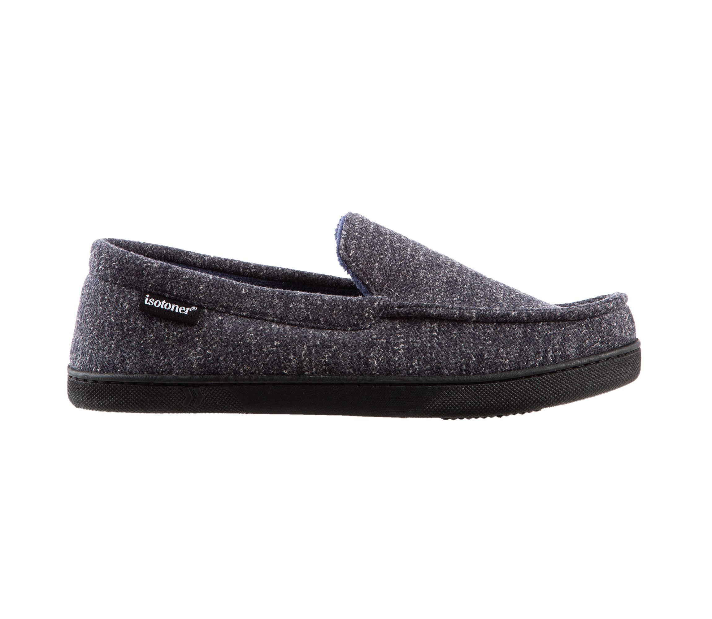 isotoner Mens Preston Heather Knit Moccasin Slippers