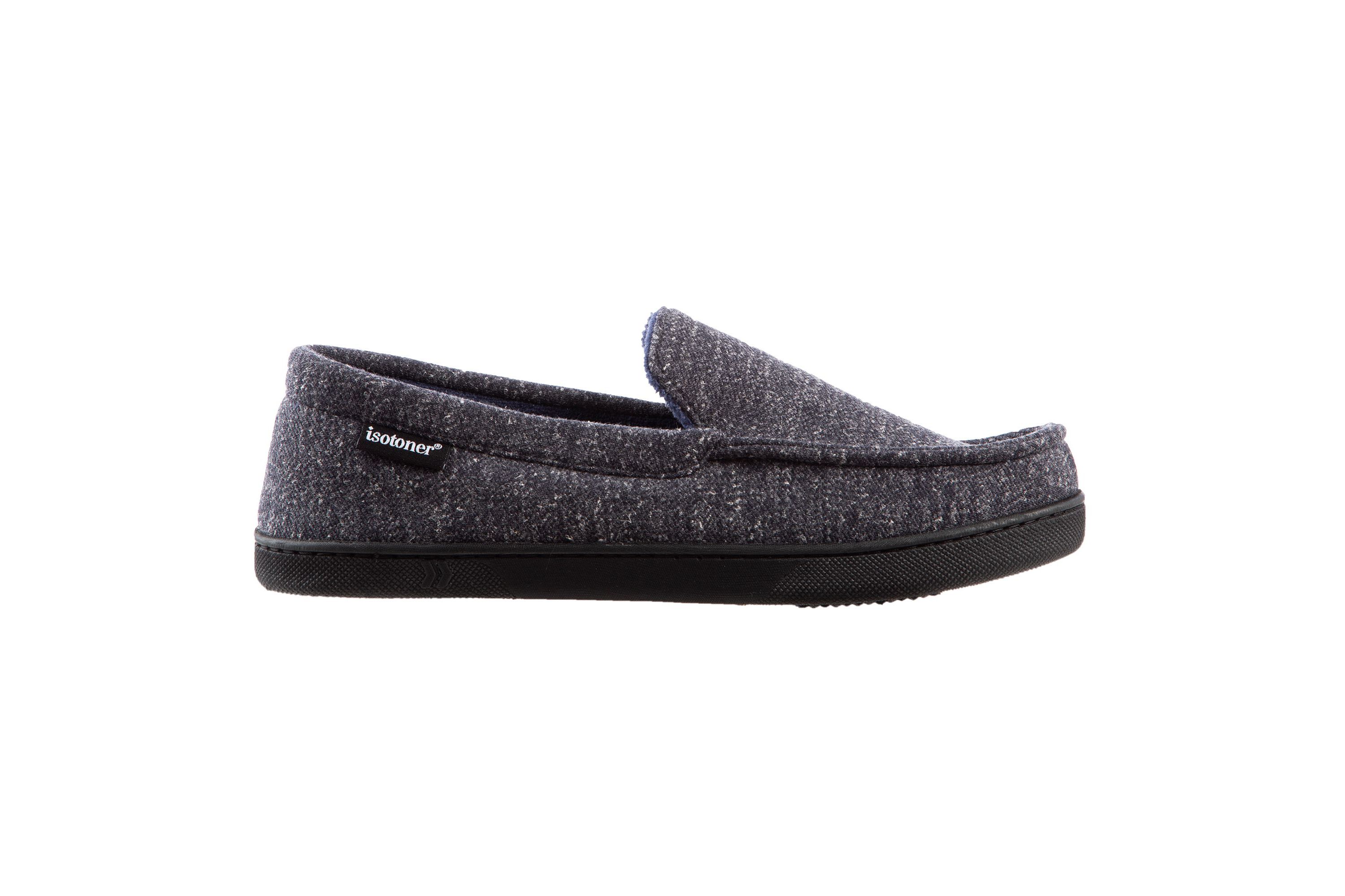 isotoner Mens Preston Heather Knit Moccasin Slippers
